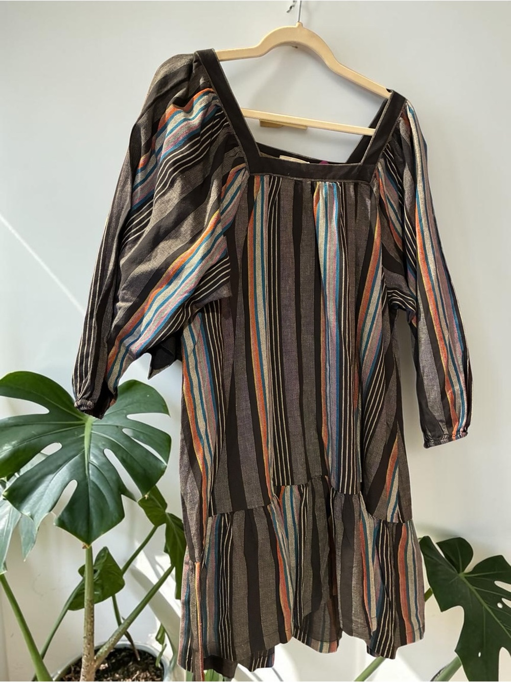 Outerknown Striped Square-Neck Midi Dress inMulticolor